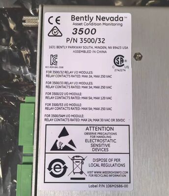 125720-02 Bently Nevada 3500 Módulo de Relé de 4 Canales Altura Completa con Lógica de Accionamiento de Alarma